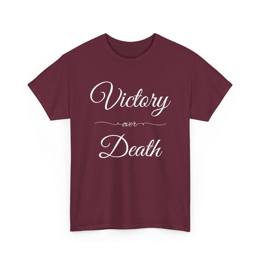 Victory Over Death Unisex Heavy Cotton Tee - Inspirational Quote Shirt, Casual Wear, Gift for Friends, Motivational Apparel, Everyday Comfort