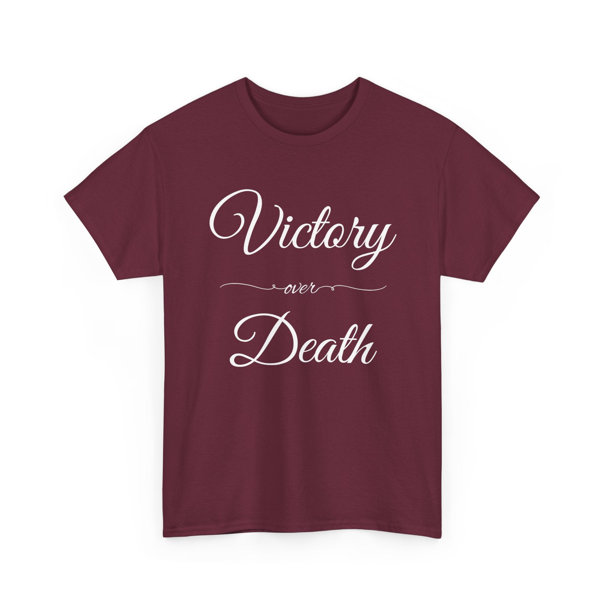 Victory Over Death Unisex Heavy Cotton Tee - Inspirational Quote Shirt, Casual Wear, Gift for Friends, Motivational Apparel, Everyday Comfort