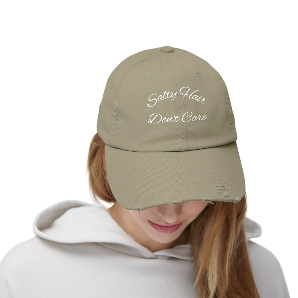 Salty Hair Don't Care Stylish Unisex Distressed Cap - Perfect for Beach Days, Vacation, and Casual Outings, Salty Hair Don't Care Hat, Trendy Accessories, [...]