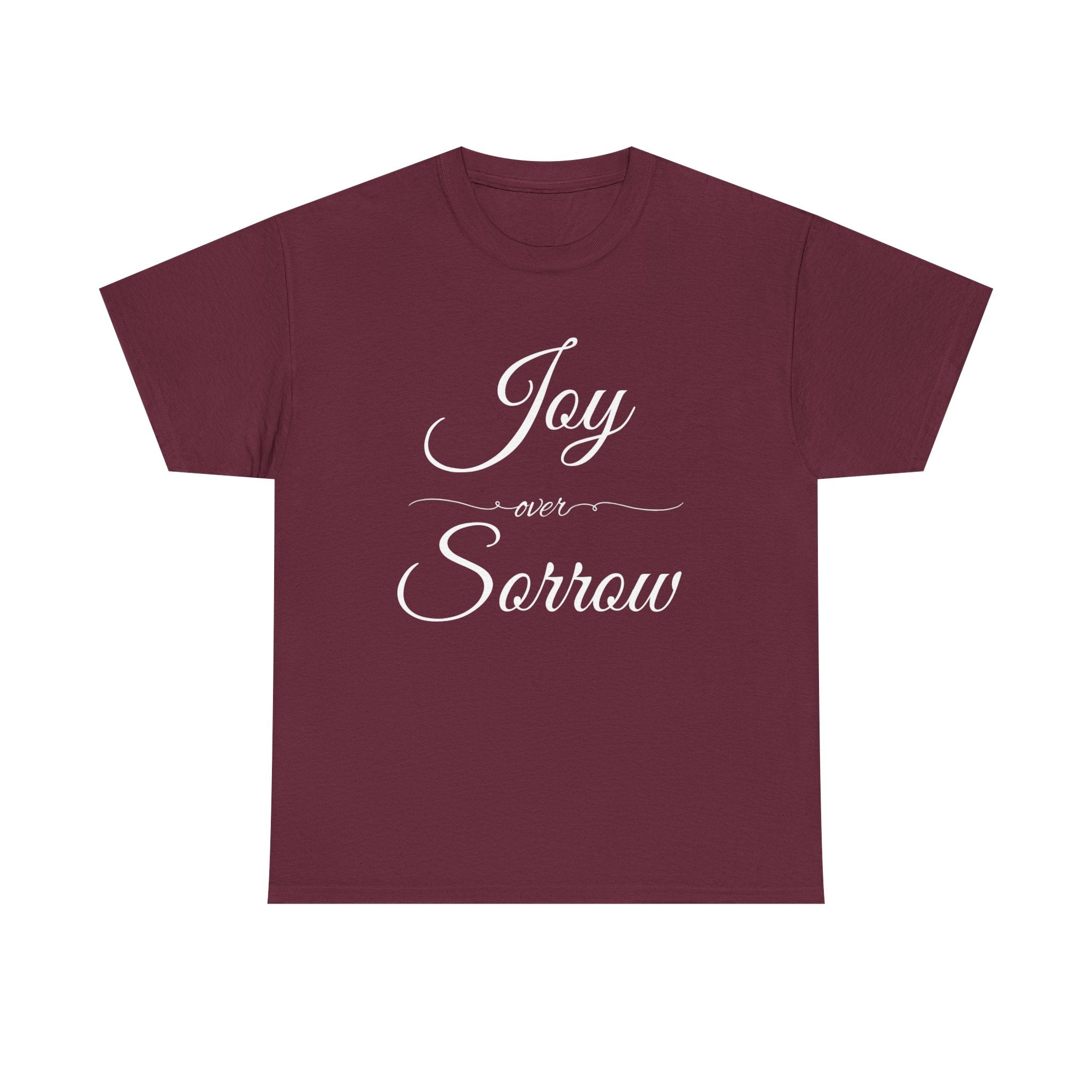 Joy Over Sorrow Unisex Heavy Cotton Tee, Inspirational T-Shirt, Casual Wear, Gift for Him and Her, Everyday Comfort, Grief and Hope Shirt