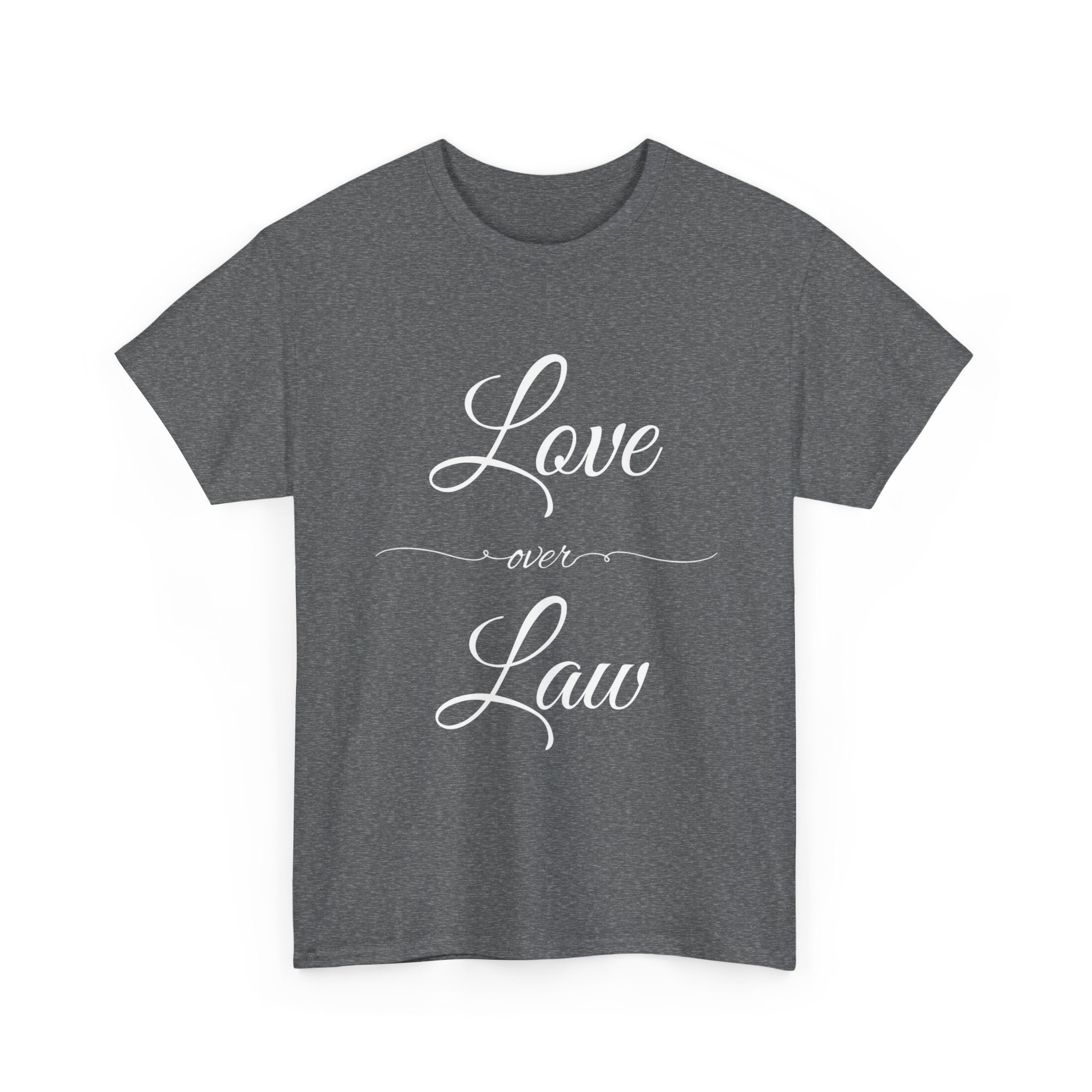 Love Over Law Unisex Heavy Cotton Tee - Cute Legal Shirt, Gift for Law Students, Casual Wear, Legal Humor, Graduation Gift, Law School Apparel