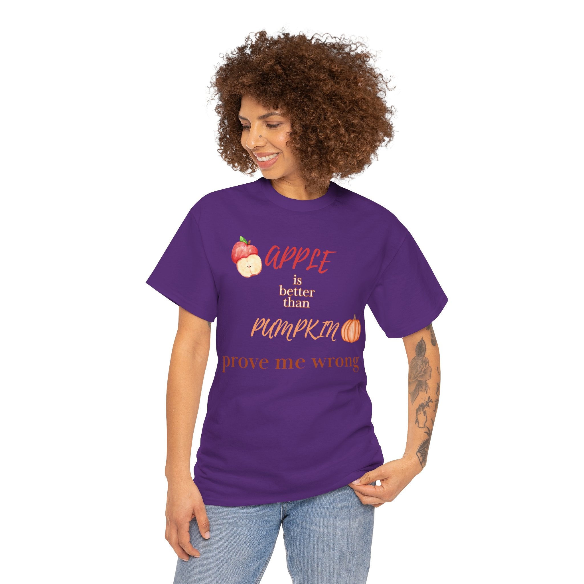 Apple Better Than Pumpkin Tee, Funny Autumn T-Shirt, Casual Halloween Shirt, Fall Holiday Apparel, Gift for Friends