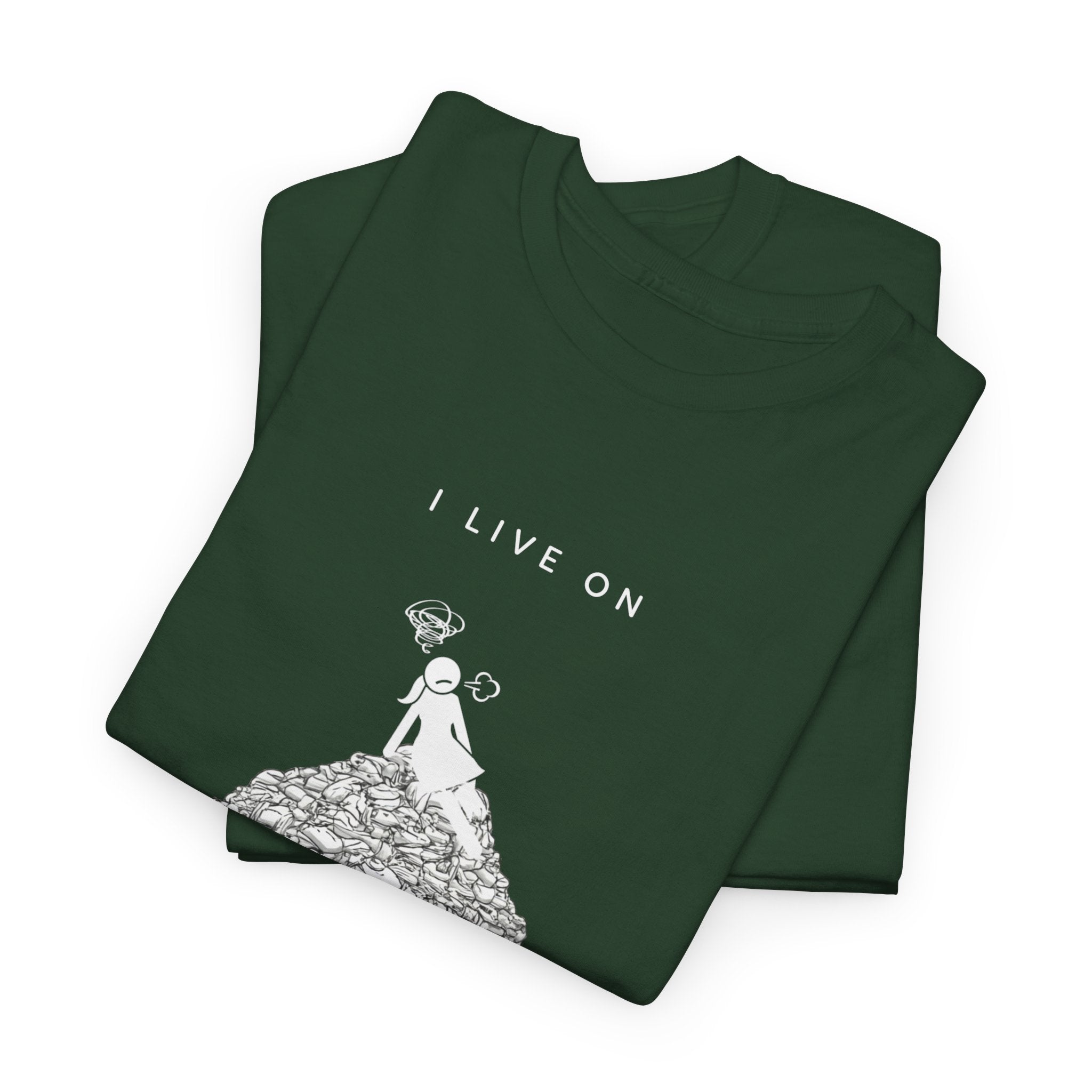 I Live on Laundry Mountain - Graphic Tee | Gildan 5000 Unisex Heavy Cotton T-Shirt, Funny Relatable Shirt, Gifts for Him/Her, Humor Shirt
