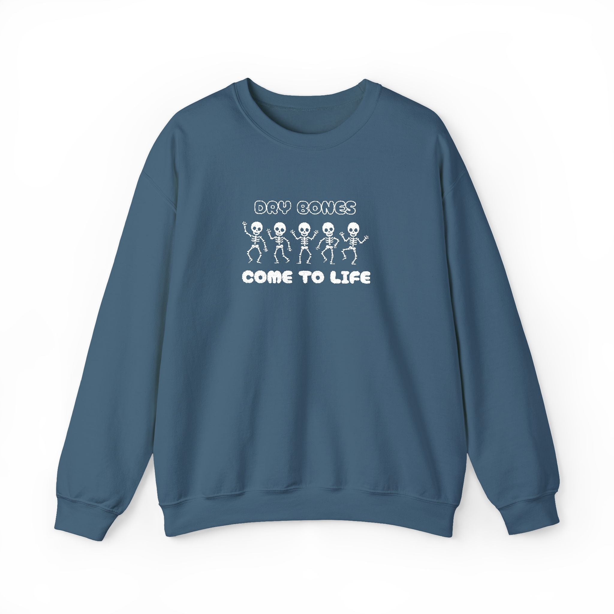 Embroidered Dry Bones Sweatshirt, Ghostly Vibes Unisex Crewneck, Casual Fall Fashion, Halloween Costume, Perfect for Trick or Treating