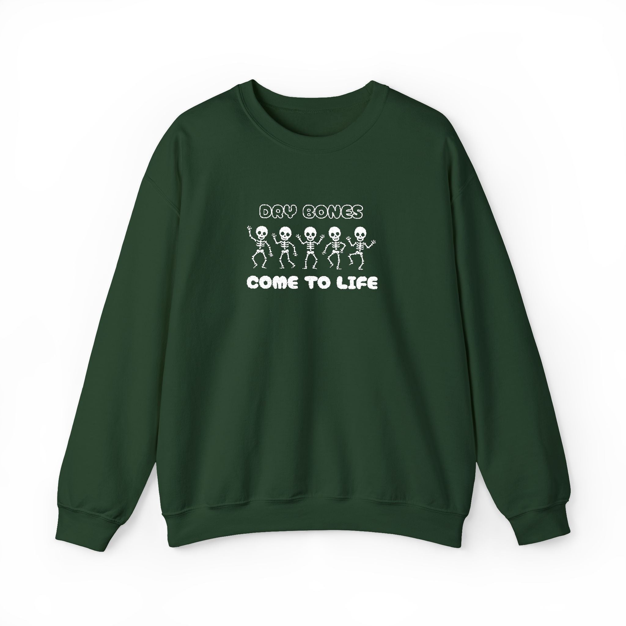 Embroidered Dry Bones Sweatshirt, Ghostly Vibes Unisex Crewneck, Casual Fall Fashion, Halloween Costume, Perfect for Trick or Treating
