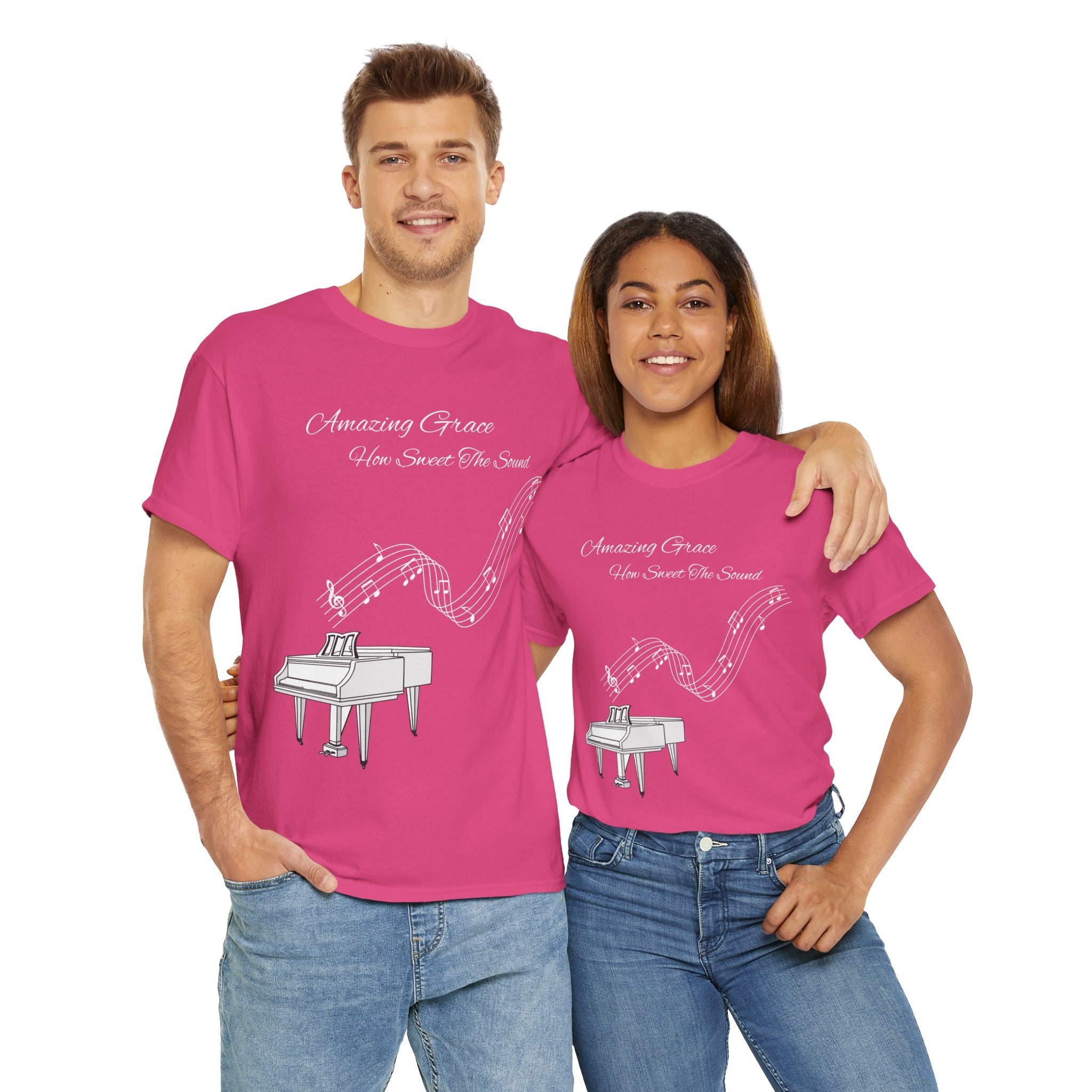 Music Lover's Unisex Tee - Amazing Grace Design, Perfect Gift for Musicians, Casual Wear, Music Event Shirt, Piano Lovers Top