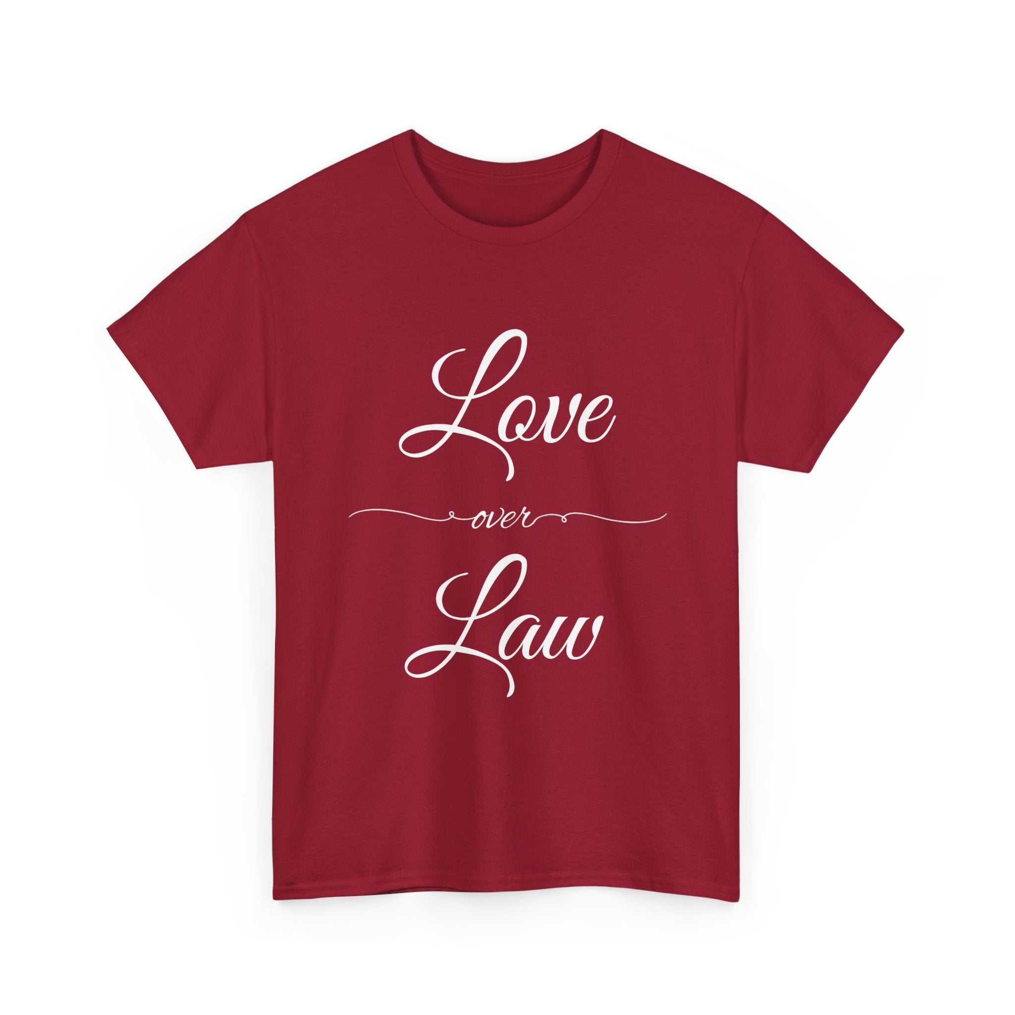 Love Over Law Unisex Heavy Cotton Tee - Cute Legal Shirt, Gift for Law Students, Casual Wear, Legal Humor, Graduation Gift, Law School Apparel