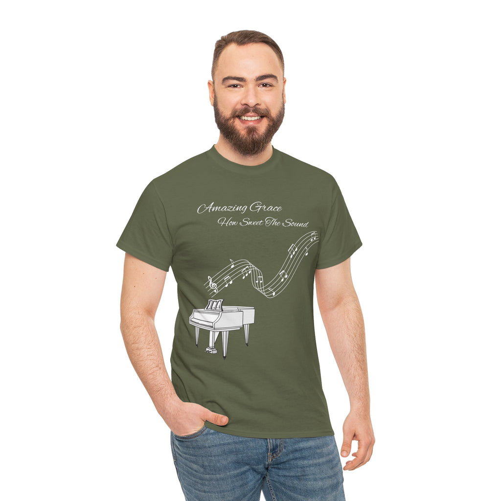 Music Lover's Unisex Tee - Amazing Grace Design, Perfect Gift for Musicians, Casual Wear, Music Event Shirt, Piano Lovers Top