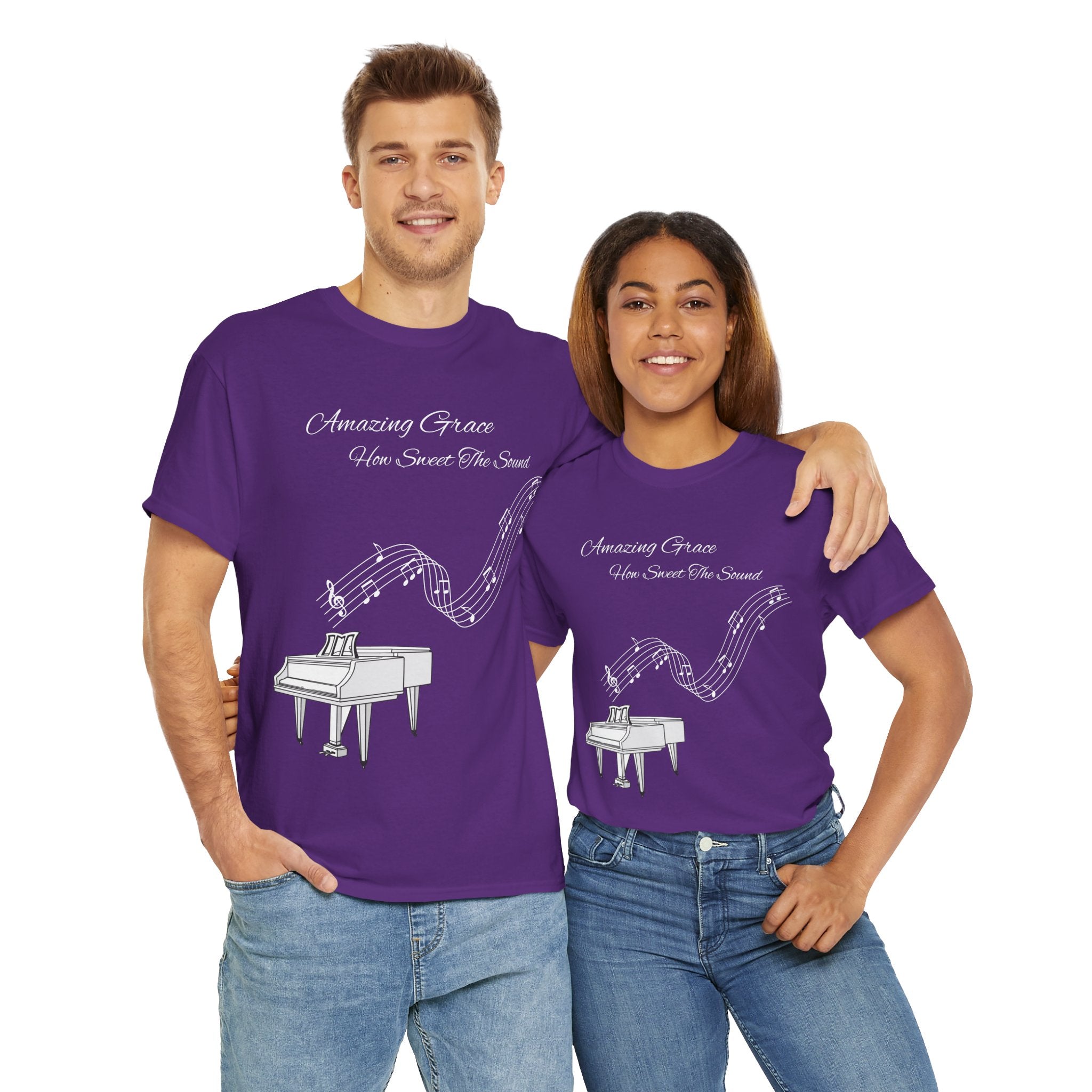 Music Lover's Unisex Tee - Amazing Grace Design, Perfect Gift for Musicians, Casual Wear, Music Event Shirt, Piano Lovers Top