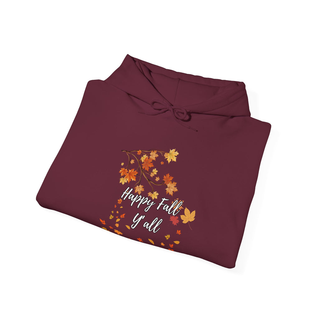 Happy Fall Y'all Hoodie - Cozy Unisex Sweatshirt for Autumn, Thanksgiving Gift, Seasonal Wear, Fall Fashion, Leaf Design