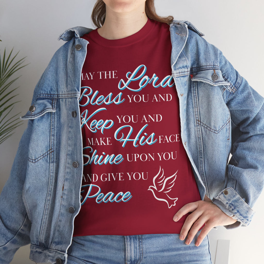 May The Lord Bless You and Keep You Faith-Inspired Unisex Heavy Cotton Tee, Inspirational Graphic Shirt, Christian Gift, Casual Wear, Spiritual Comfort, Religious Apparel