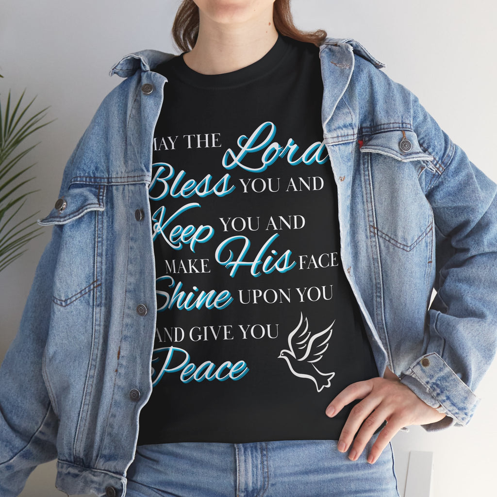 May The Lord Bless You and Keep You Faith-Inspired Unisex Heavy Cotton Tee, Inspirational Graphic Shirt, Christian Gift, Casual Wear, Spiritual Comfort, Religious Apparel