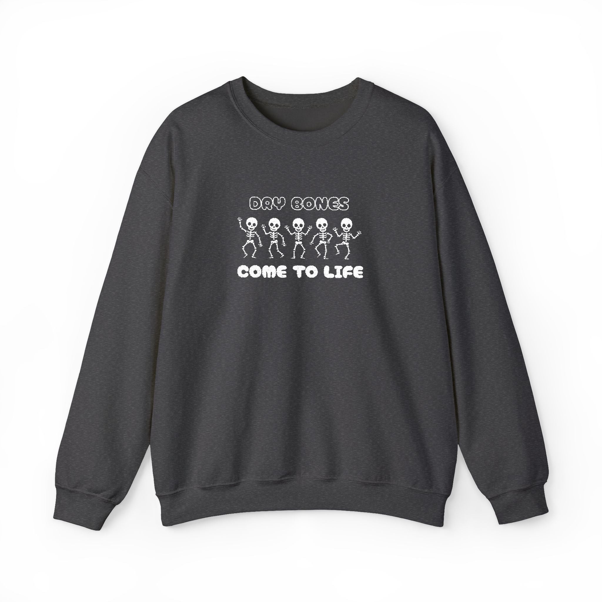 Embroidered Dry Bones Sweatshirt, Ghostly Vibes Unisex Crewneck, Casual Fall Fashion, Halloween Costume, Perfect for Trick or Treating
