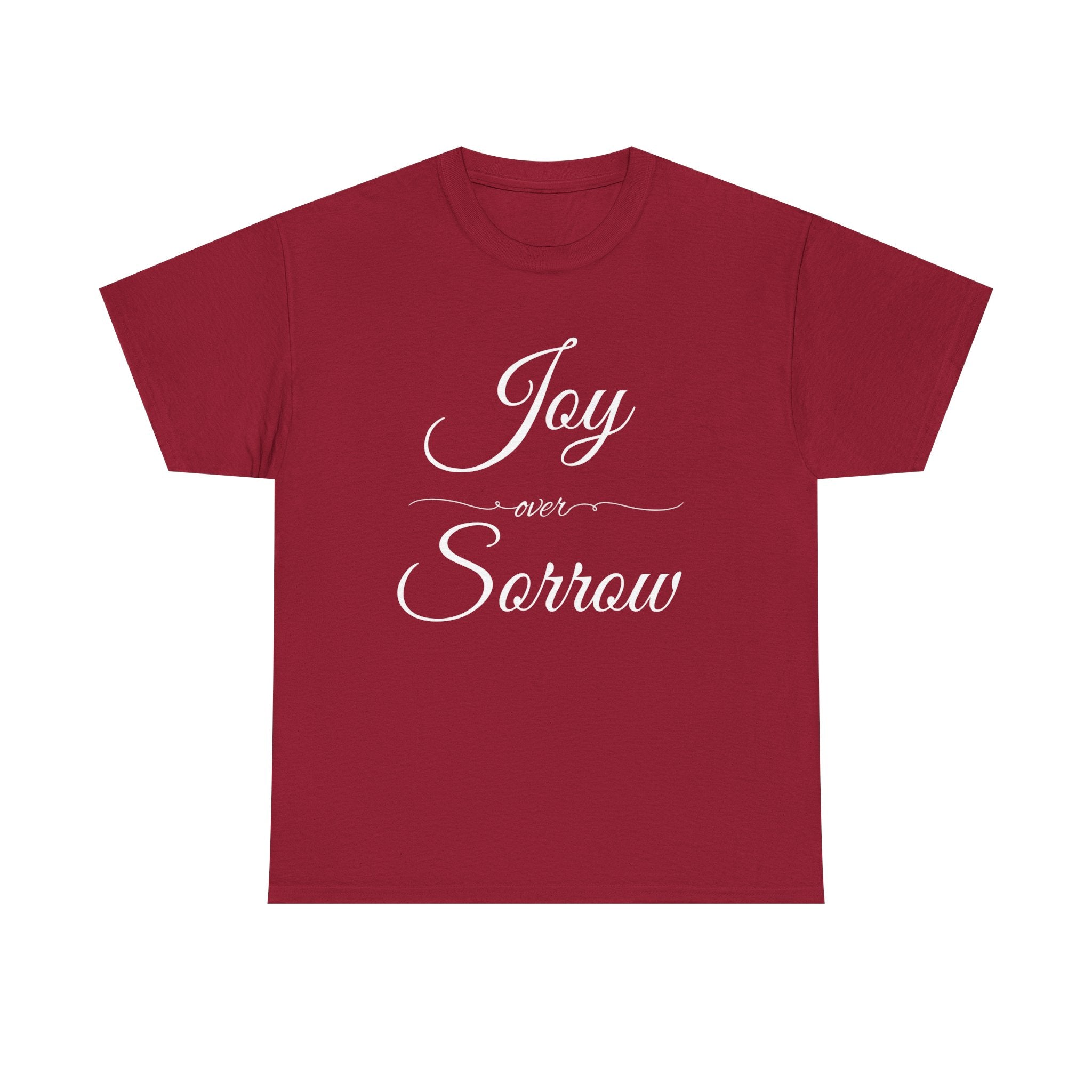 Joy Over Sorrow Unisex Heavy Cotton Tee, Inspirational T-Shirt, Casual Wear, Gift for Him and Her, Everyday Comfort, Grief and Hope Shirt